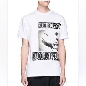 Mcq By Alexander Mcqueen Gothic Tattoo Photo Print Cotton T-shirt In White